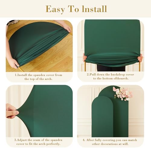 Dark Green Arch Backdrop Cover Set of 2 Wedding Arch Covers Stretchy Backdrop Decorations Baby Shower Bridal Shower Photo Birthday Party Graduation Arch Covers 7.2 and 6ft Spandex - Image 4
