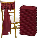 fani Burgundy Satin Chair Straps Bows,60 PCS 7x108 Inch,Chair Sash by fani