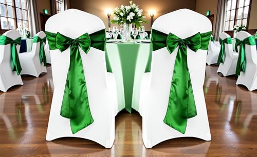 MDS® Pack of 125 Satin Chair Sashes for Wedding & Events – Green - Image 2