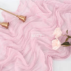 Light Pink 12 Pcs Cheesecloth Table Runner 10FT Runner for Tables Gauze Fabric 35 x 120 Inches Long Boho Table Runner Decoration Rustic Sheer Runner for Wedding Birthday Baby Shower Party (Light Pink) - Image 4