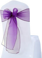 50 Wedding Organza Purple Chair Sashes - Sheer Chair Bows for Party Banquet Hotel Restaurant Birthday Bridal Shower Engagement Events Decorations - Image 3