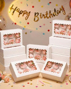 qiqee Auto-pop Up Cupcake Boxes with Window White 100PCS 6 Count Cupcake Box 9.4"x6.1"x3" Cupcakes Carrier, 6 Cupcake Containers - Image 5