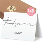 120 Heavyweight Blank Wedding Thank You Cards with Envelopes, Personalized Greetings Gratitude Letter From The New Mr and Mrs, Wedding Thank You Notes with Envelopes & Stickers (4x6 Inches) (120 Pack) by Durabasics
