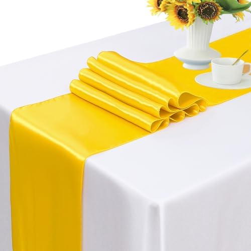 Pack of 50 Satin Yellow Chair Sashes Bows 7x108 Inch Wedding Chair Ribbons - Image 3