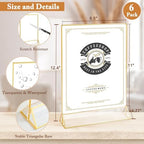 Floroom 6 Pack 8.5x11 Inch Clear Acrylic Sign Holders, Gold Border Double-Sided Vertical Picture Frames & Display Stands for Table Numbers, Photos, Menus, Flyers, Weddings, Parties & Events - Image 2