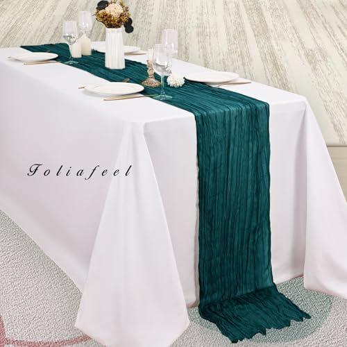 12 Pack Teal 10FT Cheesecloth Table Runner Rustic Gauze Cheese Cloth Table Runner for Wedding Bridal Baby Shower Table Decorations Boho Fabric Sheer Birthday Party Table Decor 20 x 120 Inch Long - Image 4
