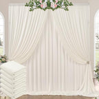 30ft x 10ft Wrinkle Free Ivory Backdrop Curtains for Parties, 6 Panels 5x10ft Polyester Photo Backdrop Drapes for Wedding Birthday Photography Background Baby Shower by ENJOYYOURPARTY
