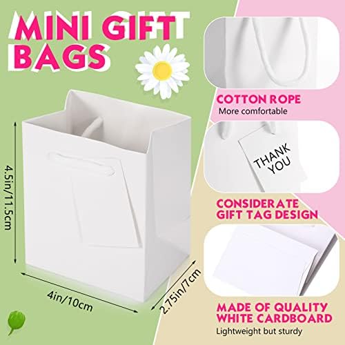 Zhehao 50 Pack Mini Gift Bags Bulk with Handles and Tags,White - Image 2