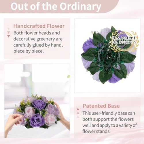 NUPTIO Artificial Flower Ball Centerpieces: Lilac & Purple & Pink Rose - Image 6