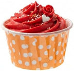 Restaurantware 2 oz Orange Polka-Dotted Paper Baking Cups, Pleated, 200 Ct by Restaurantware