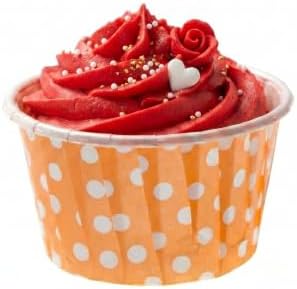 Restaurantware 2 oz Orange Polka-Dotted Paper Baking Cups, Pleated, 200 Ct by Restaurantware