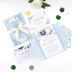 50pcs Light Blue Wedding Invitation Kit Laser Cut Invitations Pocket Card - Image 7