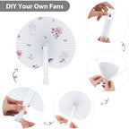 MCEAST 150 Pieces White Party Paper Fans Decorations Folding Fan Handheld Fan Round Shaped Paper Fans with Handle Hand Fans for Wedding Birthday Party Favors - Image 3