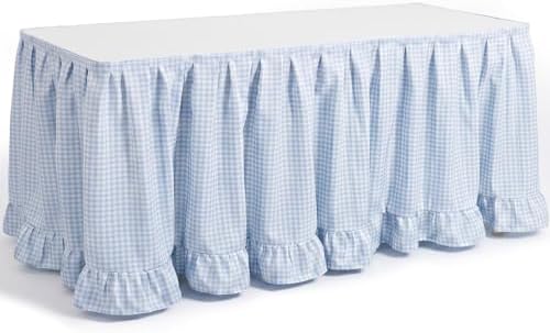 Flutesan 14 ft Blue Gingham Table Skirt for Rectangle Tables by Flutesan