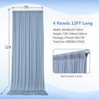20ft×12ft Wrinkle Free Dusty Blue Backdrop Curtain for Wedding Parties,4 Panels 5×12ft Long Silky Polyester Fabric Backdrop Drapes Photo Back Drop Cloth for Birthday Photography Background - Image 3
