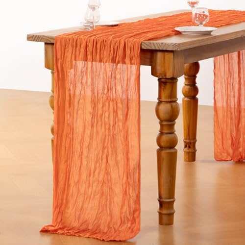 DeZerlor Orange Cheesecloth Table Runners 10 Pack Summer Boho Runners - Image 5