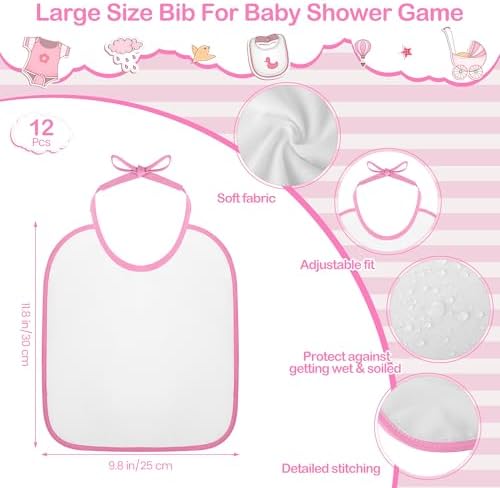 Aneco 12 Set Bottle Chug Baby Shower Games, Plastic Juegos Para Baby Shower Bottle, Gender Reveal Race Gifts Decoration with Bottles Bibs Sign Diapers Caps Blindfolds for Adult Party Supplies, Pink - Image 3