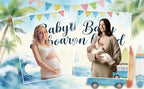 15x8ft Baby On Board Theme Backdrop Summer Beach for Baby Shower Party Decorations Banner Summer Beach Backdrops for Photography Background Newborn Birthday Cake Table Photo Props - Image 7
