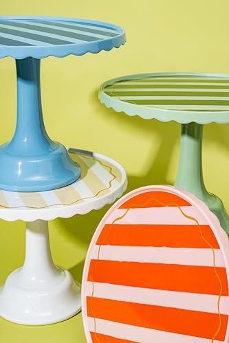 Cake Stand for Desserts & Entertaining - Light/Dark Green Stripe, 10.5" - Image 4