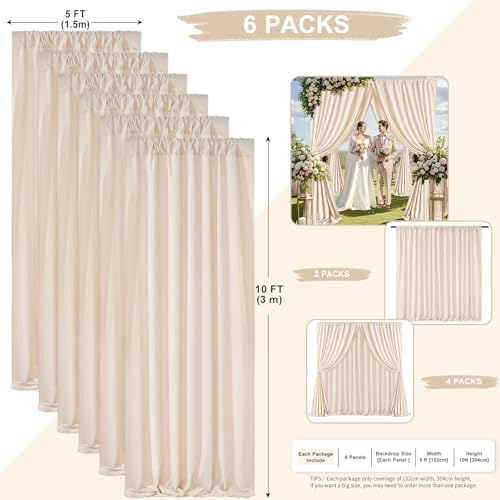 Ivory Backdrop Curtains 30ftx10ft Wedding Polyester Photo Drapes - Image 3
