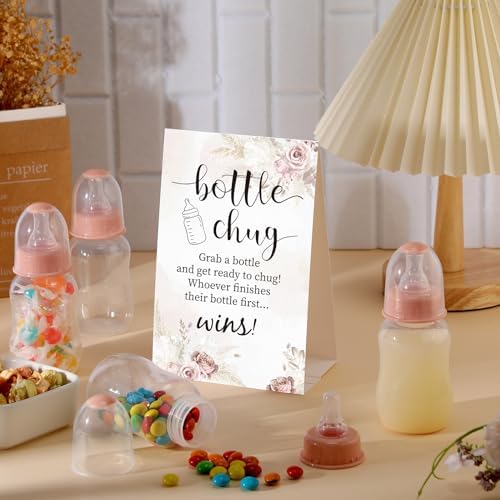 TrelaCo 20 Pcs Bottle Chug Game, Boho Baby Shower Favors, Brown - Image 4