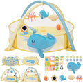 7-in-1 XL Large Baby Play Gym Mat, Tummy Time Mat, Baby Gym & Ball Pit, Baby Activity Mat with Milestone Cards & 6 Detachable Toys for Sensory Motor Skill, Whale by Unknown