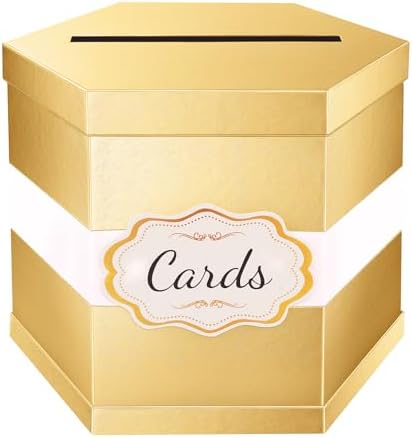 ROSEGLD Card Box, Gold Card Receiving Box with Ribbon 14x12x12 Inches by ROSEGLD