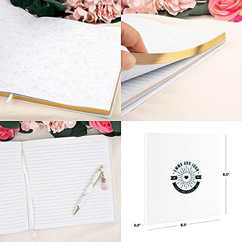 Andaz Press Personalized Wedding Guestbook with Gold Accents, Nautical Beach Heart White Guest Sign in Guest Registry 120 Pages 8.5 X 8.5 Memories Book for DIY, Scrapbook, Photo Album - Image 5