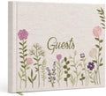 Linen Floral Embroidered Photo Wedding Guest Book - Pink Guestbook to Sign by UpstartDecor