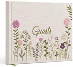Linen Floral Embroidered Photo Wedding Guest Book - Pink Guestbook to Sign by UpstartDecor
