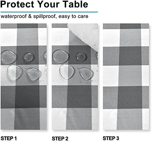 Hiasan Checkered Rectangle Tablecloth 54 x 108 Inch,Grey and White - Image 2