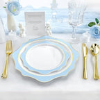 realluck 100Pcs White & Blue Plastic Plates for 50 Guests - Image 6