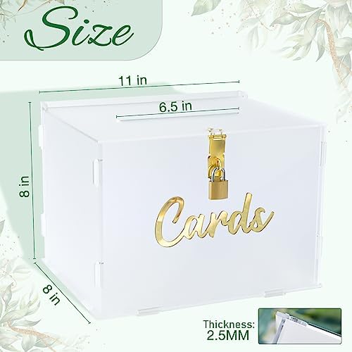Frosted Acrylic Card Box for Wedding with Lock, Gift Card Box for Party - Image 3