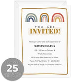 Canopy Street Personalized Modern Rainbow Invitations / 25 Custom All Occasion Invites With White Envelopes / 5" x 7" Flat DIY Boho Rainbow Birthday Baby Shower Party Invite/Made In The USA - Image 2