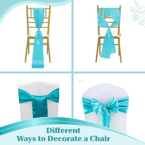 MDS® Pack of 100 Satin Chair Sashes for Wedding & Events – Teal - Image 4
