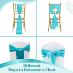 MDS® Pack of 50 Satin Chair Sashes for Wedding & Events – Teal - Image 4
