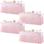 Baby Pink Table Cloth for 8 Foot Rectangle Tables Fitted Stretch Spandex Table Cover with Skirt 8ft Baby Shower Birthday Party Banquet Ruffle Tablecloth Wedding Table Cloths Desk Skirt, 4 Pack by LittleFunny