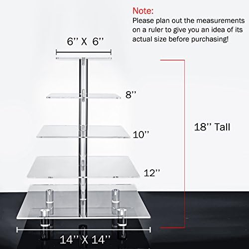 Jusalpha Large 5 Tier Acrylic Square Cupcake Stand Cake Stand for Party - Image 3