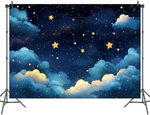 12x10ft Blue Galaxy Starry Sky Stars Backdrop Night Sky Cloud Flash Stars Children Kids Birthday Baby Shower Party Banner Newborn Baby Child Portrait Decorations Photo Props - Image 6