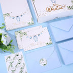 Whaline 100 Pack Baby Shower Thank You Cards Boxed Greeting Cards Blue Baby Cloth Note Card with Envelope Sticker for Birthday Gender Reveal - Image 5