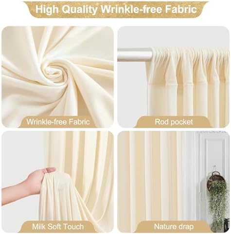 16x10FT Champagne Backdrop Curtains for Wedding Parties, Wrinkle Free Polyester Photography Backdrop Drapes for Wedding Baby Shower Birthday Parties Stage Background Stand Decorations 4x10ft,4 Panels - Image 2