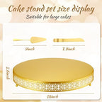 Wenqik Gold Metal Cake Stand 18 Inch with Cutting & Spatula - Image 2