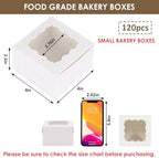 120pcs Small Cookie Boxes with Window, 4x4x2.5 In White Bakery Boxes - Image 2