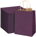 bagmad 100 Pack 8x4.75x10 Inch Plain Medium Paper Bags with Handles Bulk, Kraft Craft Gift Bags, Grocery Shopping Retail Birthday Party Favors Wedding Sacks (Purple) by bagmad