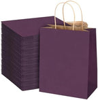 bagmad 100 Pack 8x4.75x10 Inch Plain Medium Paper Bags with Handles Bulk, Kraft Craft Gift Bags, Grocery Shopping Retail Birthday Party Favors Wedding Sacks (Purple) by bagmad