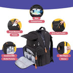 BabbleRoo Diaper Bag Backpack - Travel Large Baby Diaper Bag with Changing pad, Waterproof Baby Bags for Mom & Dad, Unisex Bags with Pacifier Case, Luggage Strap & Stroller Clips– Black - Image 3