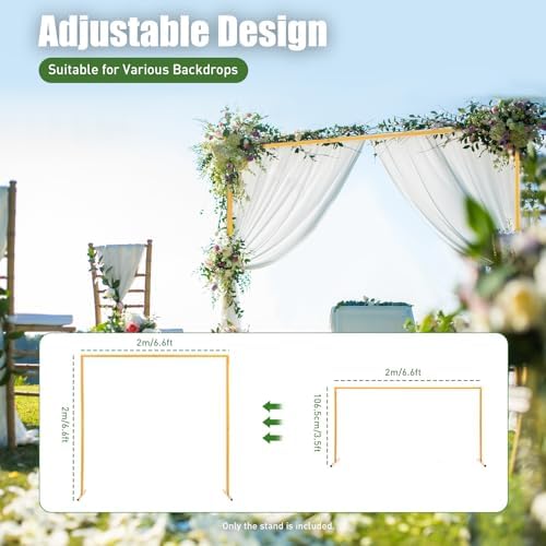 6.6*6.6FT Wedding Arch Stand for Ceremony Gold Square Modern Metal Balloon Arch Stand Kit Garden Floral Arch Frame Background for Anniversary Birthday Party Decoration Home Garden Outdoor Lawn Decor - Image 3