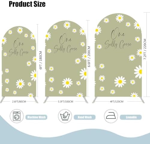 One Silly Goose Arch Backdrop Cover 5FT Daisy Flower Green Arch Stand Cover for Baby Shower 1st Birthday Party Decorations - Image 4