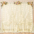 20x10ft Beige Tulle Backdrop Curtains with Lights String for Parties,Wrinkle Free Sheer Curtain with Lights Wedding Photo Backdop Drapes for Baby Shower Birthday Party Photography Home Decorations by PartyTalk