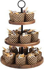 3 Tier Cupcake Stand, Wood Tiered Serving Tray Cupcake Tower, Serving Stand Display Dessert Cookie Candy Buffet Holder for Home Tea Party, Wedding, Farmhouse, Tea Party, Kitchen Decor by QIELSER